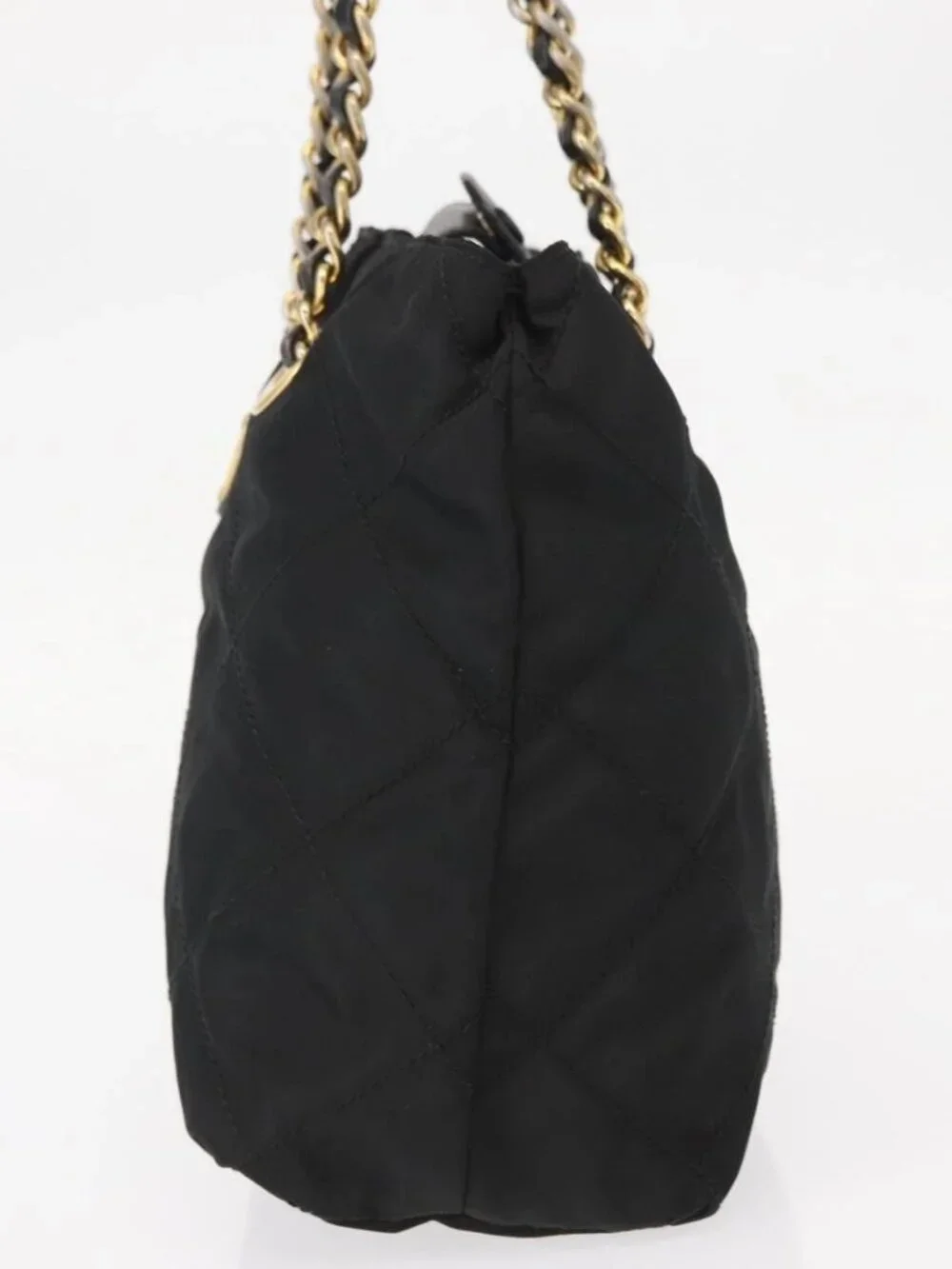 PRADA Chain Hand Bag Nylon Black Gold Auth bs31172 - Picture 6 of 16